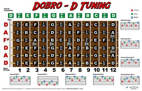 Buy Dobro Open D Tuning Resonator Guitar Fretboard Note Rolls Chart