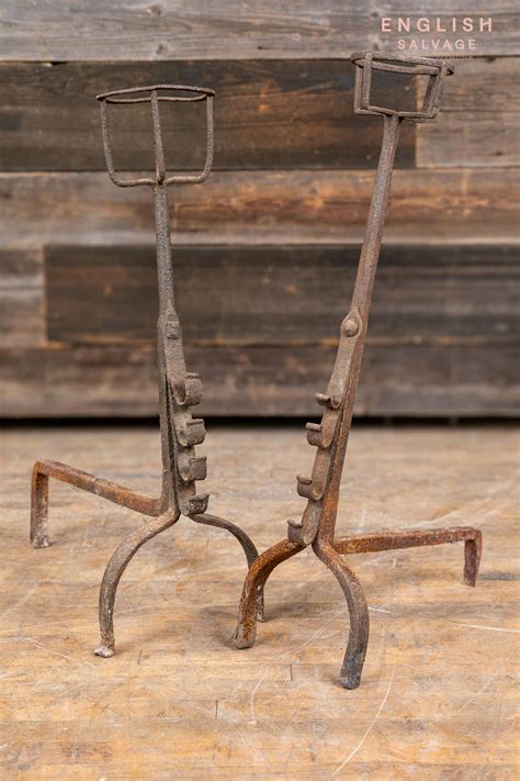 Early Antique Wrought Iron Fire Dogs