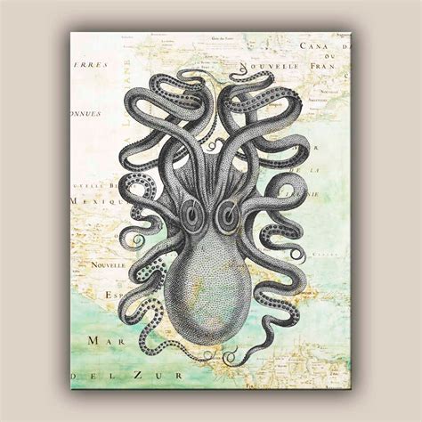 Octopus art Kraken Print poulpe colossal french | Etsy