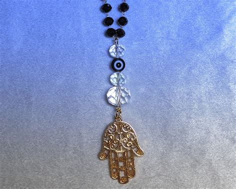 Hamsa Hand Suncatcher Bling Rear View Mirror Charm Lg Ab Etsy