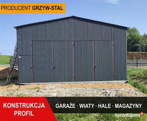 Garaż Blaszany Grafitowy Dwuspadowy Hala Magazyn Wiata GRZYWSTAL