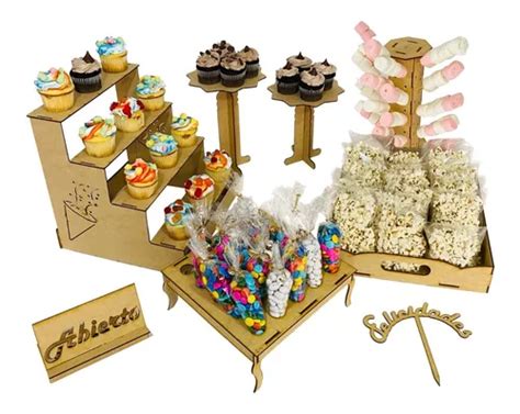 Candy Bar Mdf Mesa De Postres Dulces Mobiliario Fiesta 8 Pz