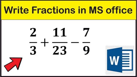 How To Write Fractions In Microsoft Word Youtube