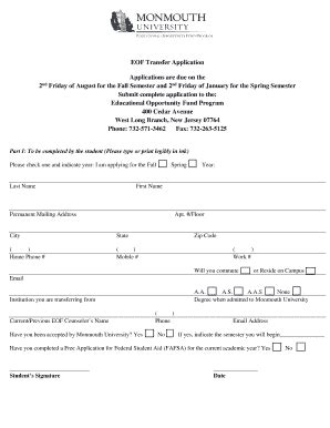 Fillable Online Eof Transfer Application Fax Email Print Pdffiller