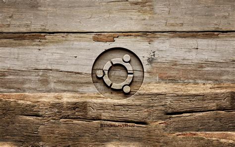 Download Wallpapers Ubuntu Wooden Logo 4k Linux Wooden Backgrounds