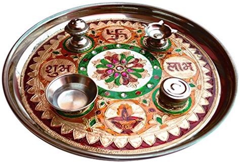 Buy Indian Decorative Religious Pooja Thali In Rangoli Design With