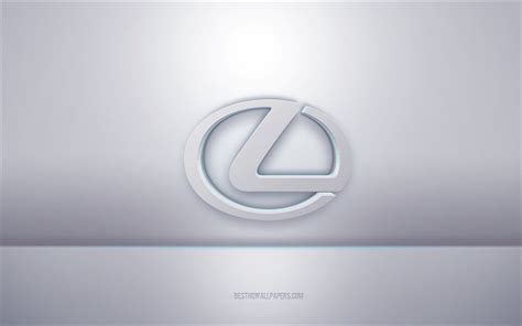 Download wallpapers Lexus 3d white logo, gray background, Lexus logo ...