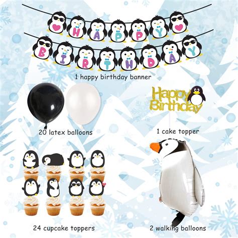 Buy Pcs Penguin Party Supplies Happy Birthday Banner Walking Penguin