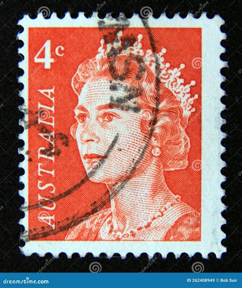 Postage Stamp Australia Queen Elizabeth Ii Portrait Editorial