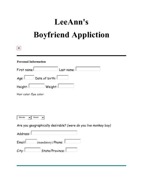 Boyfriend Application Forms