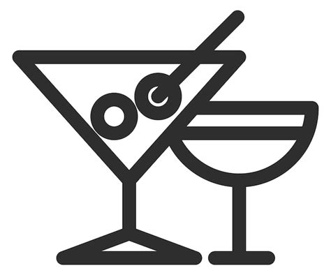 Premium Vector Cocktail Glasses Line Icon Bar Alcohol Drink