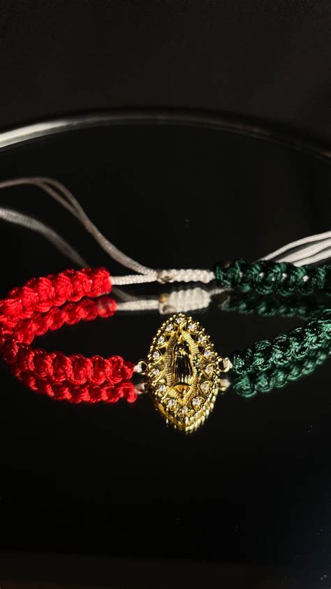 Virgen Mary Bracelet Virgencita Pulsera Mexican Flag Colors Etsy