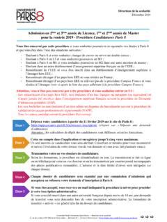 Admission en 2ème et 3ème année de Licence Paris 8 admission en