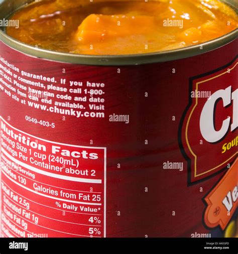 Stock photo of nutrition facts on can USA Stock Photo - Alamy