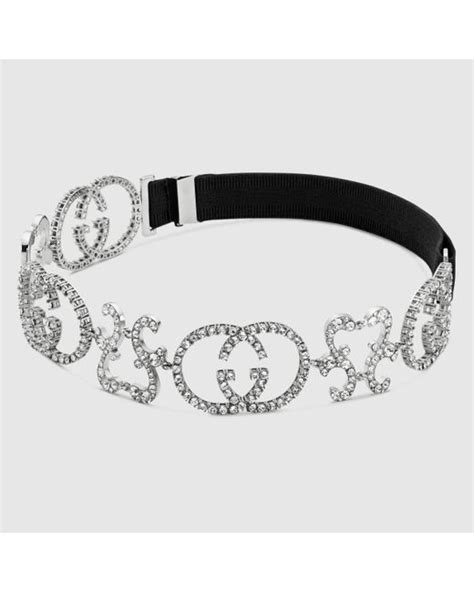 Gucci Crystal Interlocking G Headband In Black Lyst