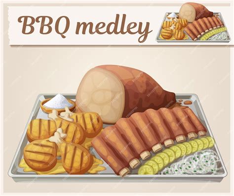 Premium Vector Texas Bbq Medley Icon Cartoon Vector Illustration Of