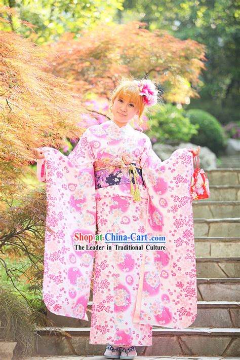 Traditional Japanese Pink Kimono Set For Women