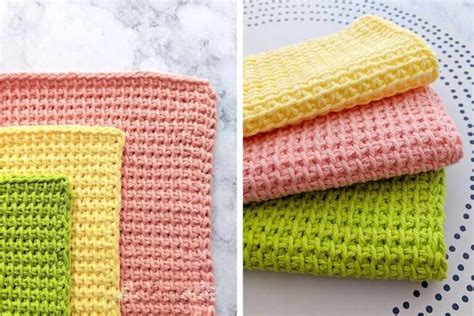 Tunisian Crochet Simple Stitch Dishcloths Easy Tutorial