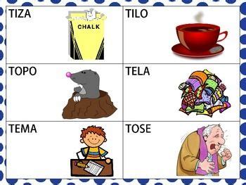 Spanish Cvcv Words With T Sound In The Initial Position Words With