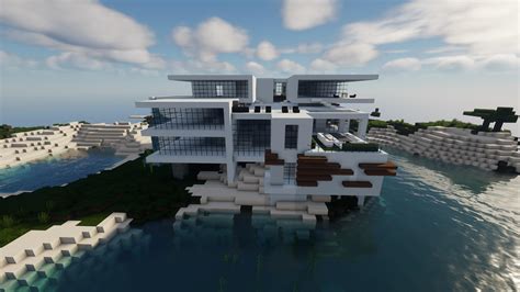 Modern Beach House. Any suggestions for the interior and/or surrounding area? : r/Minecraft