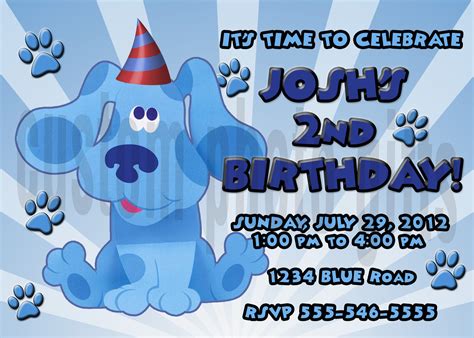 Personalized Blue Clues Birthday Invitation Digital File You Print