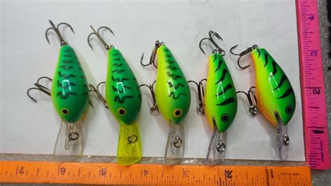 Lot Of 5 Rapala Fat Rap Fp 5 Fire Tiger Crankbait Fishing Lures Ebay