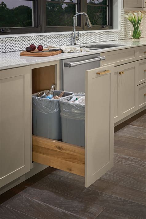 Double Trash Can Pull Out Schrock Cabinetry