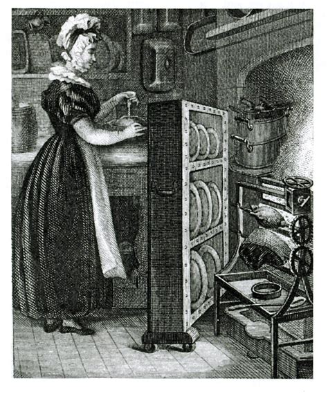 18th Century Servant Using A Plate Warmer To Keep Food Hot As It Went