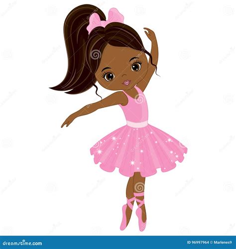 Vector Cute Little African American Ballerina Dancing Stock Vector Illustration Of Flat