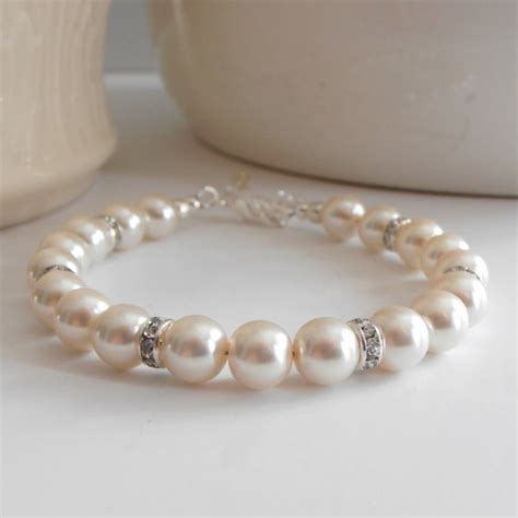 Ivory Pearl Bridal Jewelry Bridesmaid Bracelets Wedding Jewellery