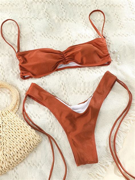 Conjunto De Bikini Con Realce Para Mujer Traje De Ba O De Corte Alto