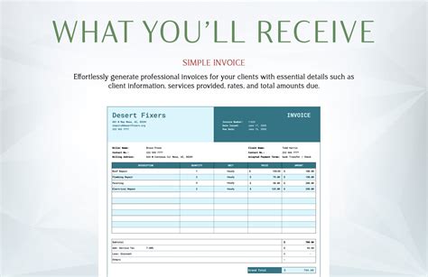 Simple Invoice Template in Google Sheets, Excel - Download | Template.net