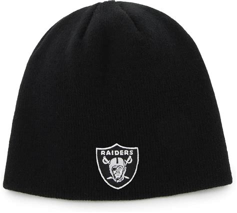 Nfl Oakland Raiders 47 Beanie Knit Hat Black One Size Skullies