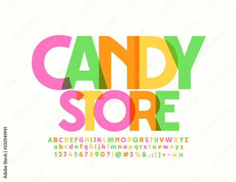 Vector colorful logo Candy Store. Modern creative Font. Bright Alphabet ...