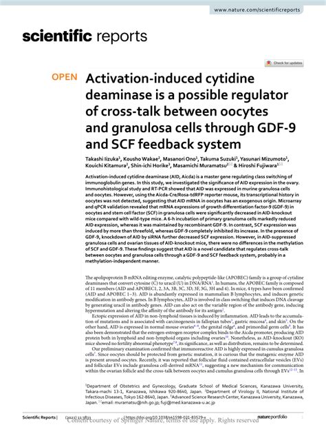 PDF Activation Induced Cytidine Deaminase Is A Possible Regulator Of