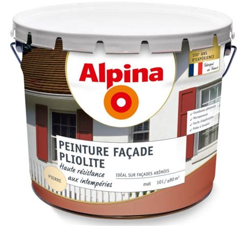 Peinture façade pliolite Ton pierre mat 10L ALPINA haute résistance