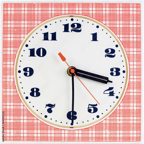 clock face  red striped background stock photo adobe stock