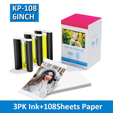 Kp108in Ink Cartridges Compatible For Canon Selphy Cp Photo Paper 4 X6 Selphy Cp1300 Cp1200