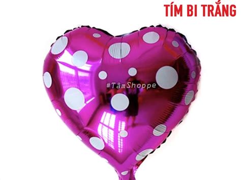 Bong bóng kiếng trái tim chấm bi 35cm BBK TIM 01