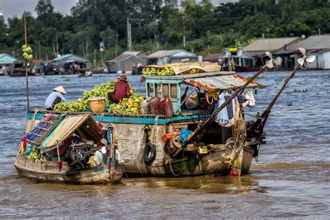 Floating Market In The Mekong Delta In Vietnam Editorial Photo Image