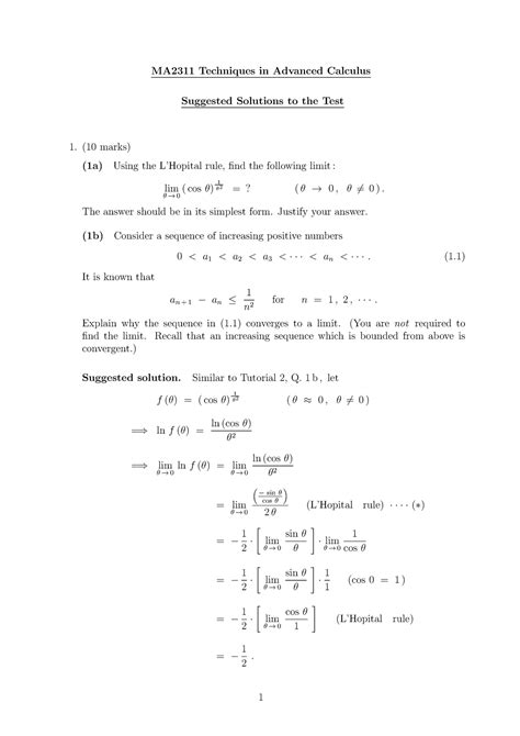 Test Solution Midterm Solution Ma Techniques In