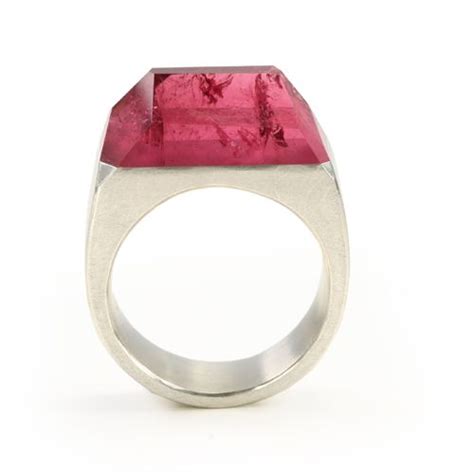 Silver Ring With Faceted Pink Turmaline