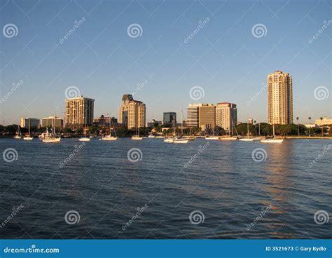 St. Pete Skyline stock image. Image of architecture, boats - 3521673