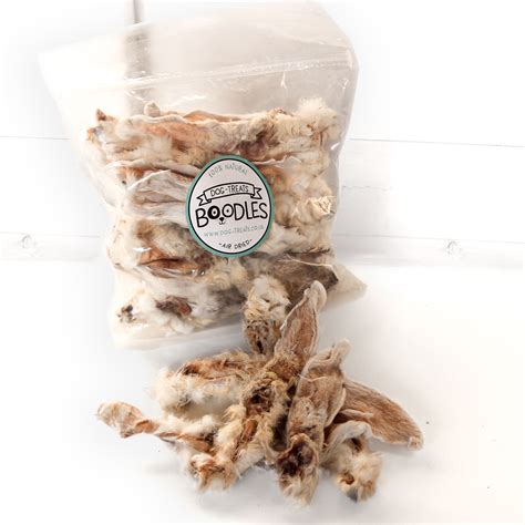 Natural Air Dried Rabbit Ear 250g With Fur Air Dried Dental Chews For