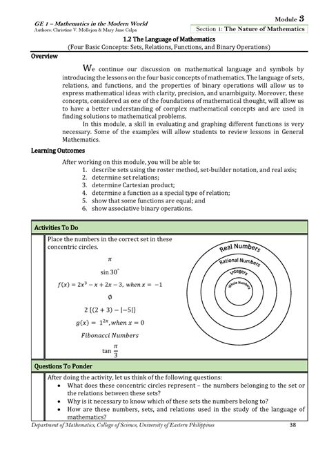 Module Mathematics For The Modern World Business Administration