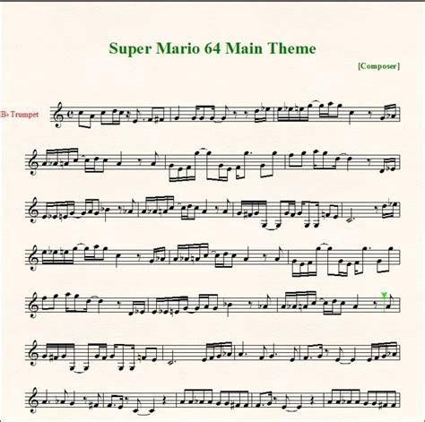 Super Mario 64 Bob Omb Battlefield Theme Sheet Music Trumpet Youtube