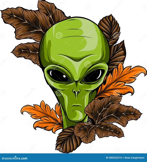 Alien Head Vector Illustration Design Of Extraterrestrial Humanoid