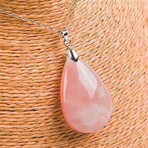 Amazon LiZiFang Pink Natural Rose Quartz Crystal Water Drop Bead