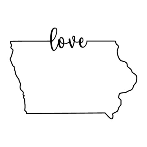 Iowa Map Outline Printable State Shape Stencil Pattern Outline