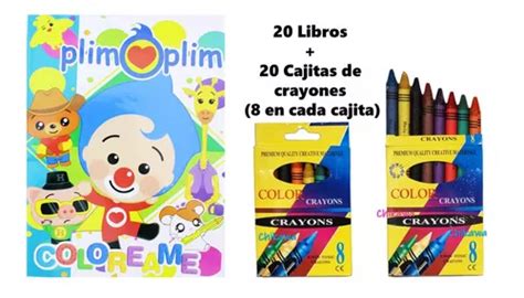 20 Libros Colorear Plin Plin 20 Cajas Crayones 8 En Venta En